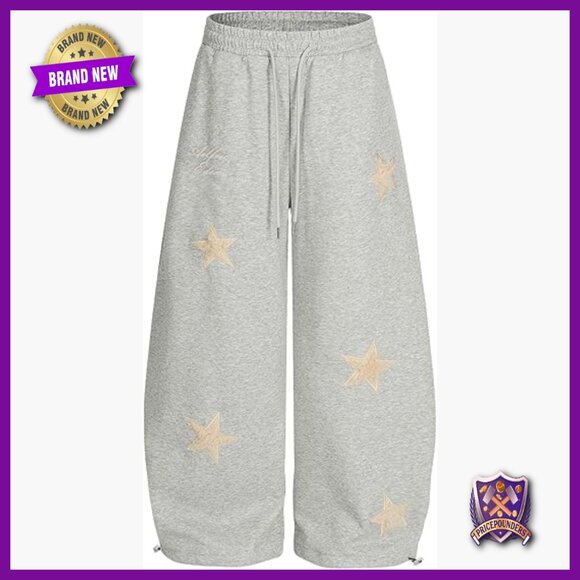 Wide Leg Sweatpants Barrel Fit Elastic Waist Y2K Casual Streetwear